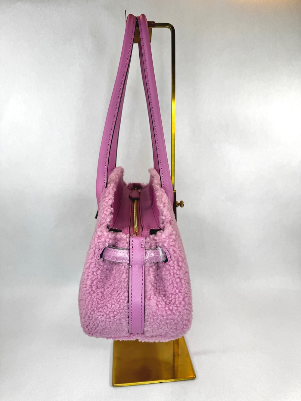 Coach x Brain Dead Pink Teddy Bear Shearling Tote Bag CEO06 Fuchsia NWT Rare - Picture 3 of 12